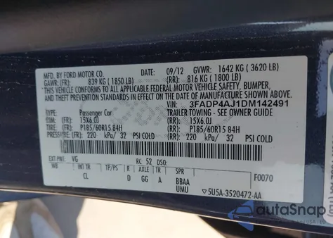 2013 Ford Fiesta S z USA, uszkodzony, nr VIN 3FADP4AJ1DM142491